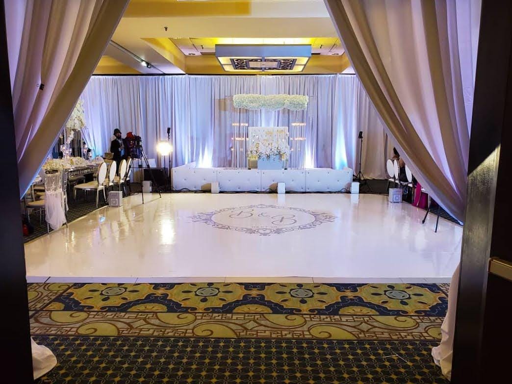 Custom Wedding Decal Dance Floor Wrap Gloss Removable Vinyl. Monogram Print and Vinyl to cover the entire dancefloor. Wedding logo design