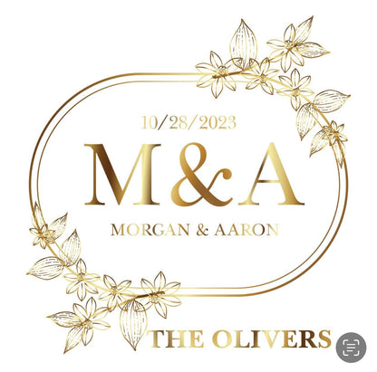Custom Wedding Decal Dance Floor Wrap Gloss Removable Vinyl. Monogram Print and Vinyl to cover the entire dancefloor. Wedding logo design