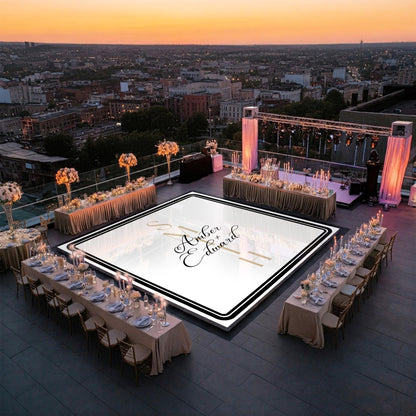 Custom Wedding Decal Dance Floor Wrap Gloss Removable Vinyl. Monogram Print and Vinyl to cover the entire dancefloor. Wedding logo design