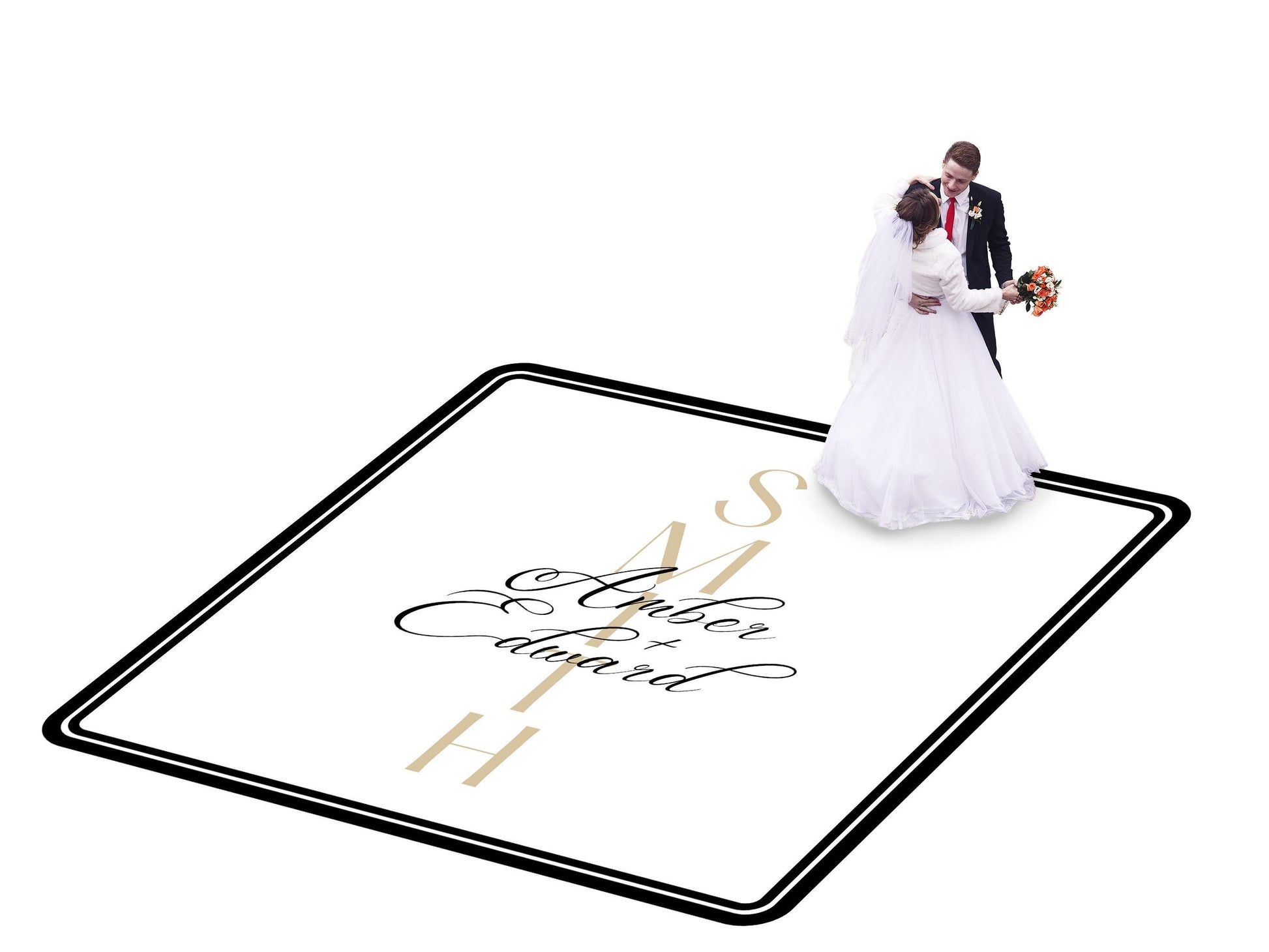 Custom Wedding Decal Dance Floor Wrap Gloss Removable Vinyl. Monogram Print and Vinyl to cover the entire dancefloor. Wedding logo design