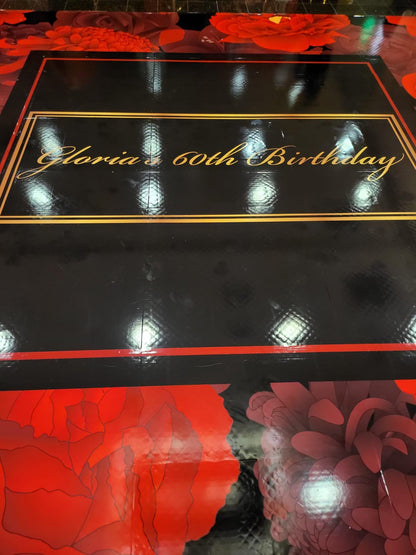Custom Wedding Decal Dance Floor Wrap Gloss Removable Vinyl. Monogram Print and Vinyl to cover the entire dancefloor. Wedding logo design