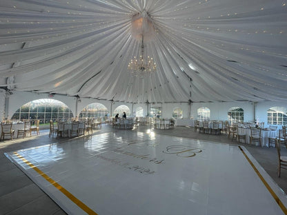 Custom Wedding Decal Dance Floor Wrap Gloss Removable Vinyl. Monogram Print and Vinyl to cover the entire dancefloor. Wedding logo design