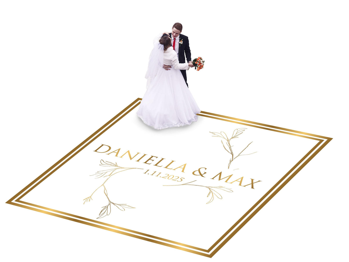 Custom Wedding Decal Dance Floor Wrap Gloss Removable Vinyl. Monogram Print and Vinyl to cover the entire dancefloor. Wedding logo design