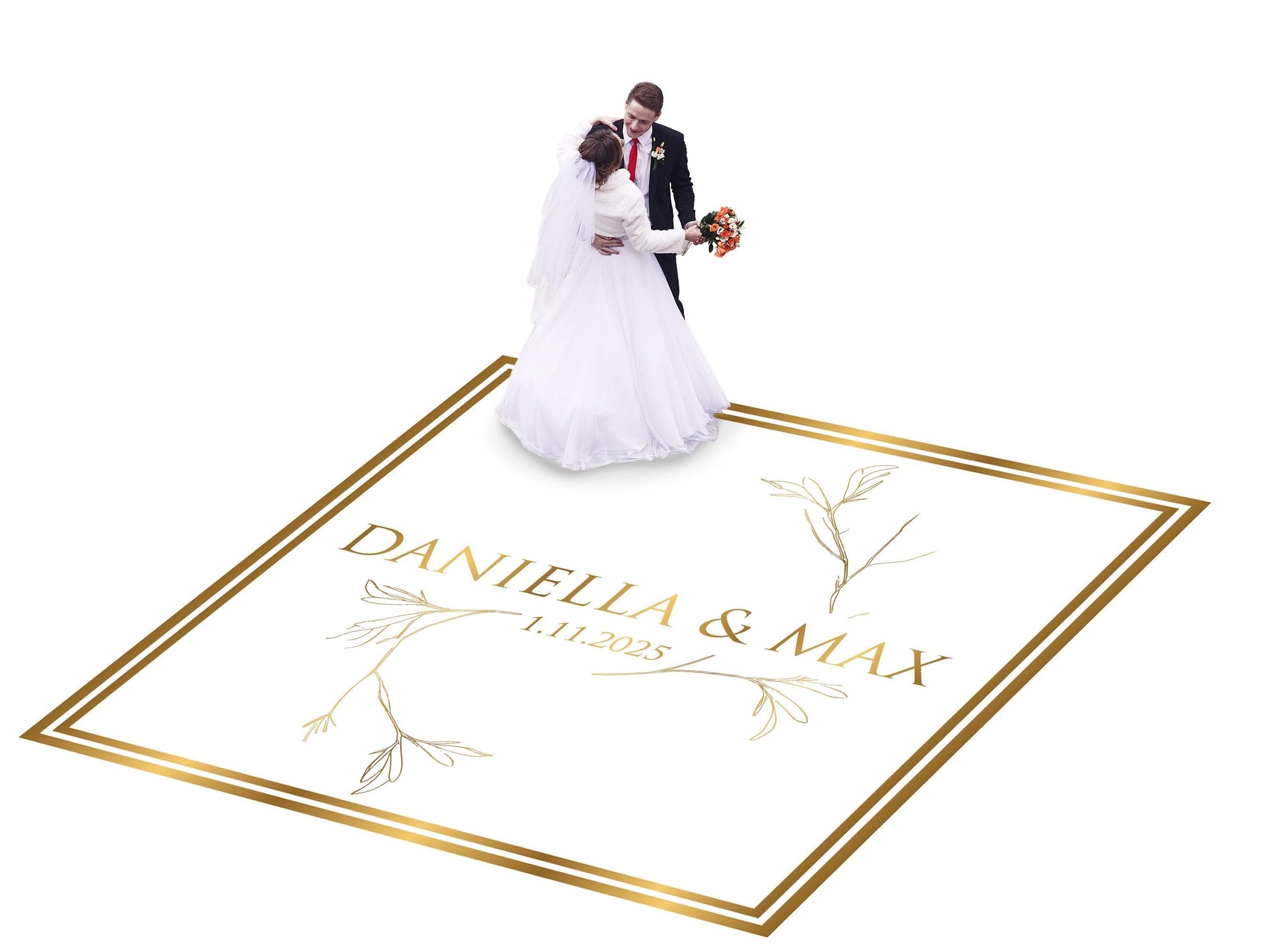Custom Wedding Decal Dance Floor Wrap Gloss Removable Vinyl. Monogram Print and Vinyl to cover the entire dancefloor. Wedding logo design