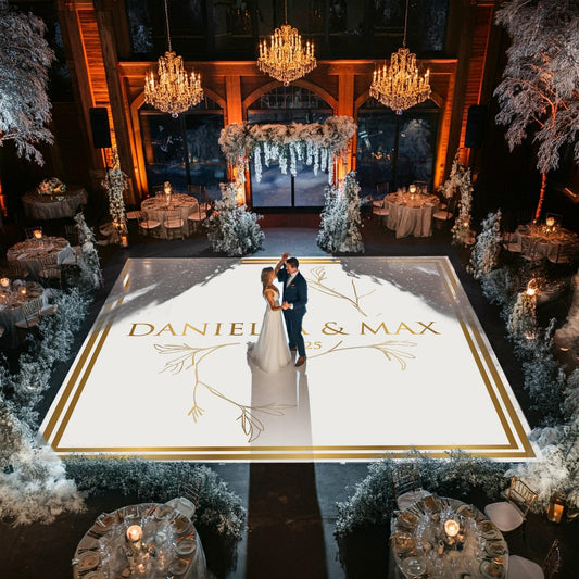 Custom Wedding Decal Dance Floor Wrap Gloss Removable Vinyl. Monogram Print and Vinyl to cover the entire dancefloor. Wedding logo design