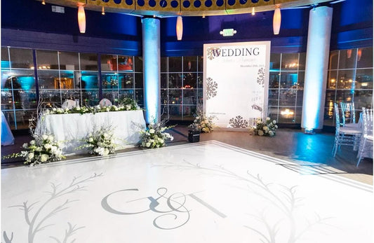Custom Wedding Decal Dance Floor Wrap Gloss Removable Vinyl. Monogram Print and Vinyl to cover the entire dancefloor. Wedding logo design