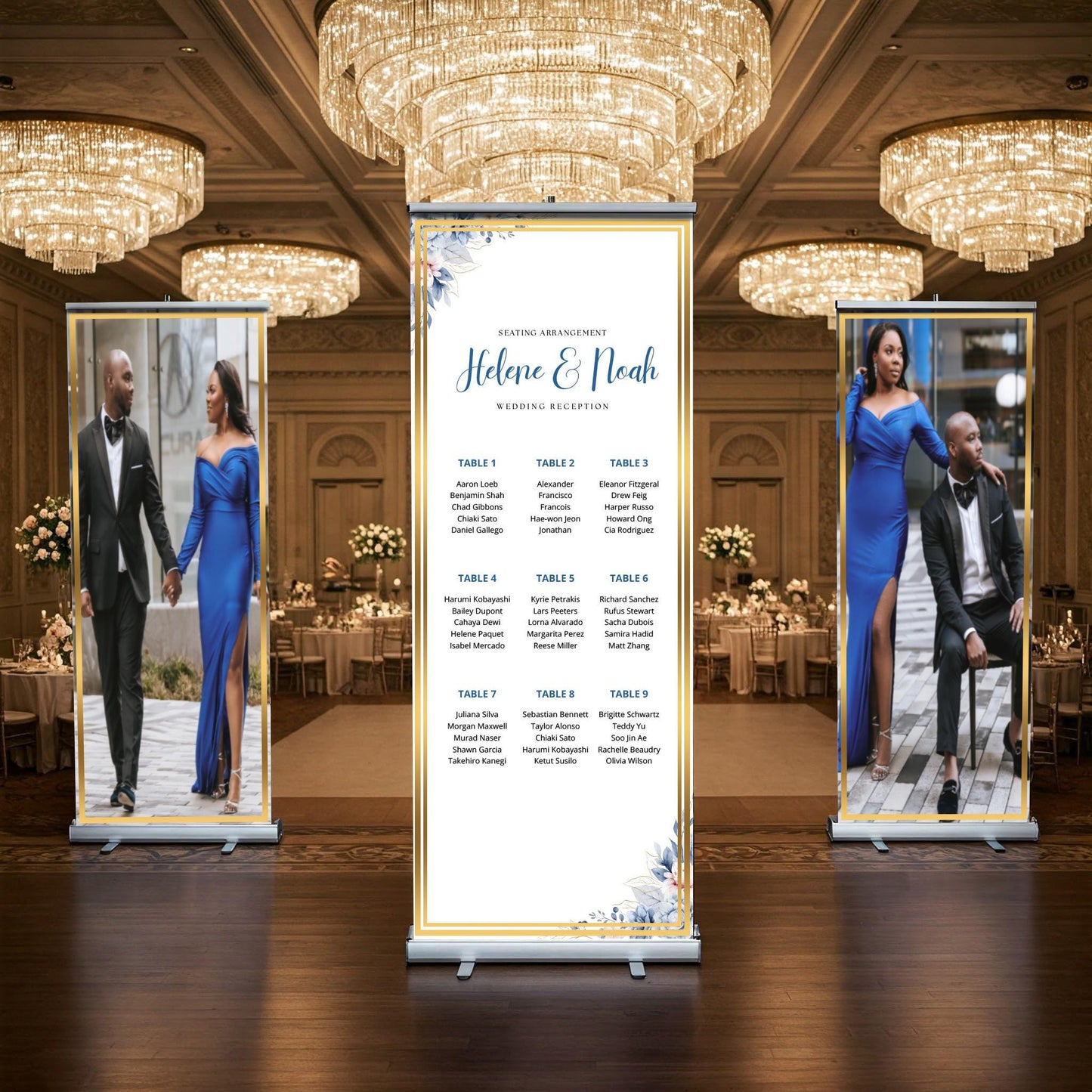 Three Customizable Photos & Wedding Seating Chart Retractable Banner, Event Photo Banners, Seating chart, Retractable Banner, Free Shipping.