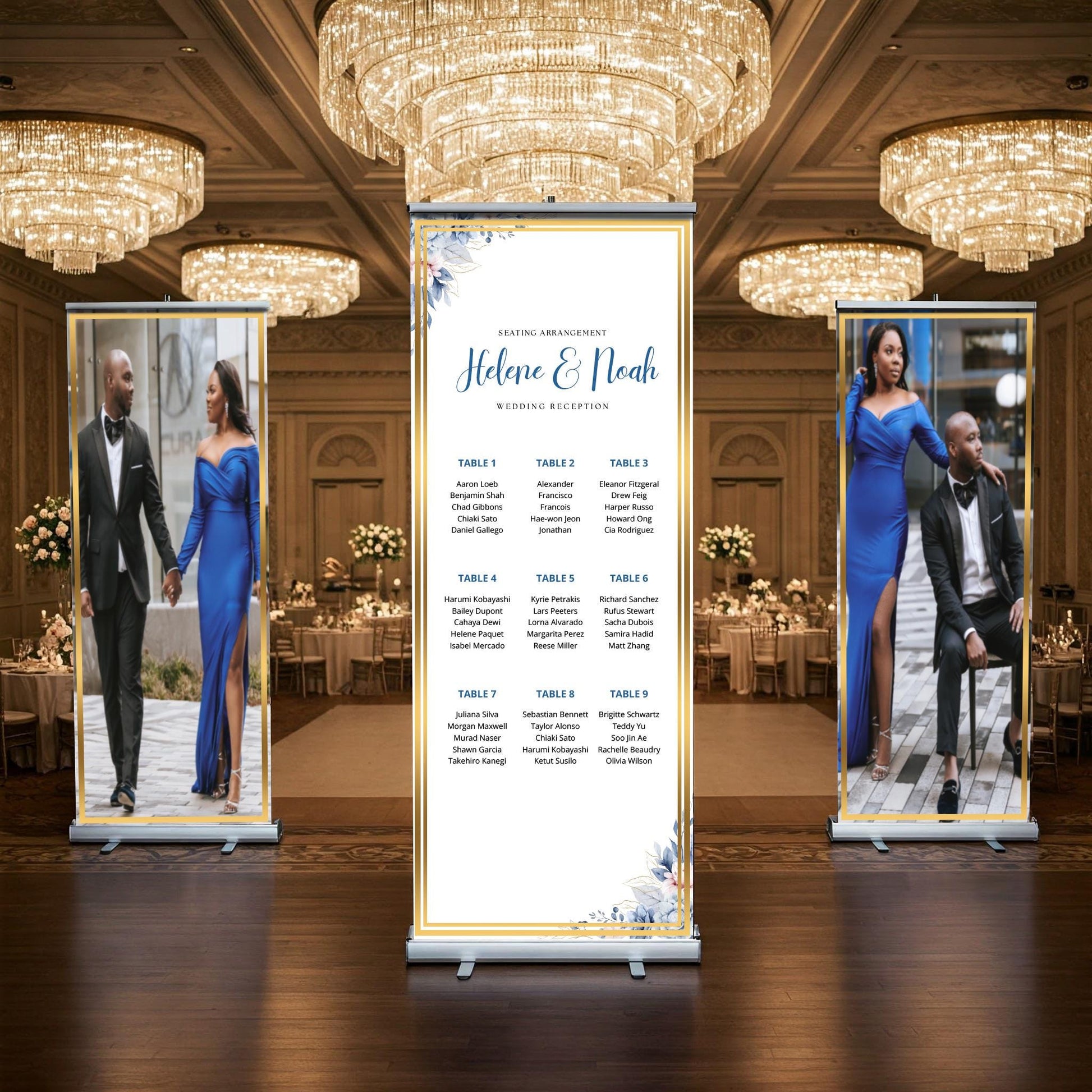 Three Customizable Photos & Wedding Seating Chart Retractable Banner, Event Photo Banners, Seating chart, Retractable Banner, Free Shipping.