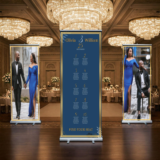 Three Customizable Photos & Wedding Seating Chart Retractable Banner, Event Photo Banners, Seating chart, Retractable Banner, Free Shipping.