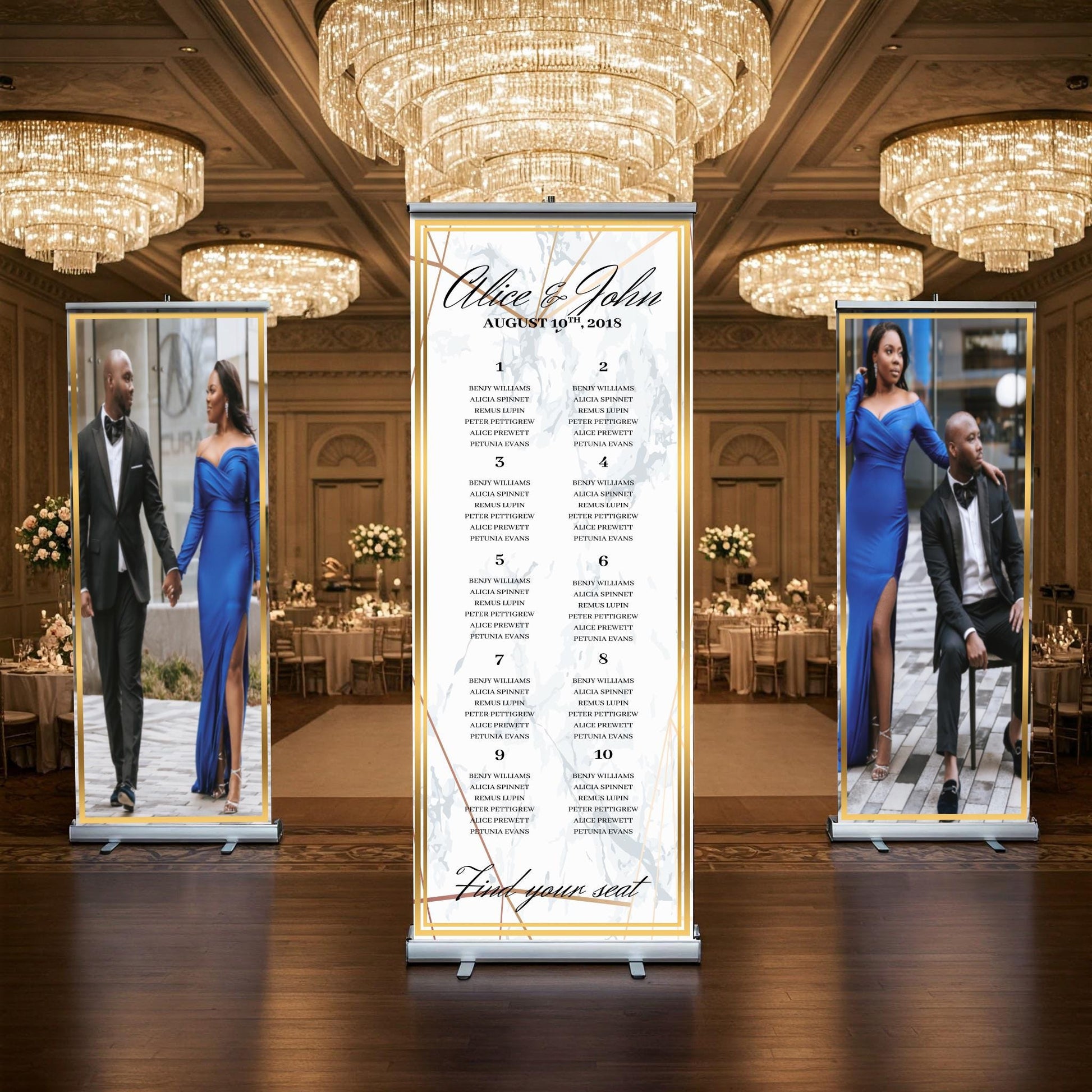 Two Customizable Photos & Wedding Seating Chart Retractable Banner, Event Photo Banners, Seating chart, Retractable Banner, Free Shipping.