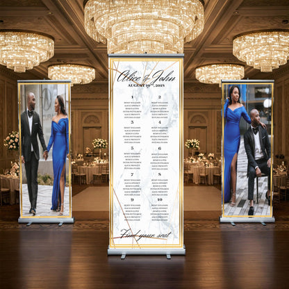 Two Customizable Photos & Wedding Seating Chart Retractable Banner, Event Photo Banners, Seating chart, Retractable Banner, Free Shipping.