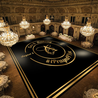 Custom Wedding Decal Dance Floor Wrap Gloss Removable Vinyl. Monogram Print and Vinyl to cover the entire dancefloor. Wedding logo design