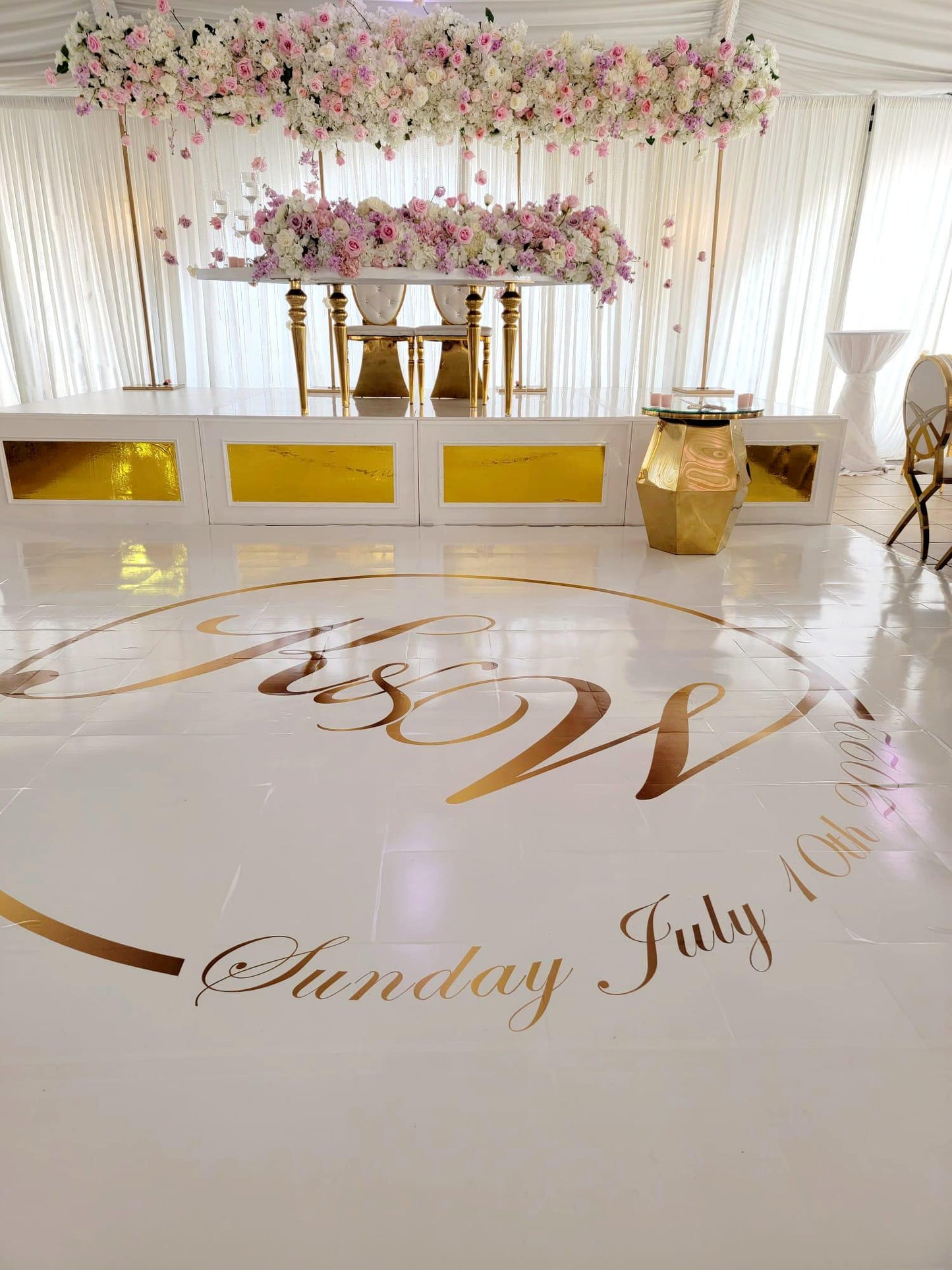 Custom Wedding Decal Dance Floor Wrap Gloss Removable Vinyl. Monogram Print and Vinyl to cover the entire dancefloor. Wedding logo design