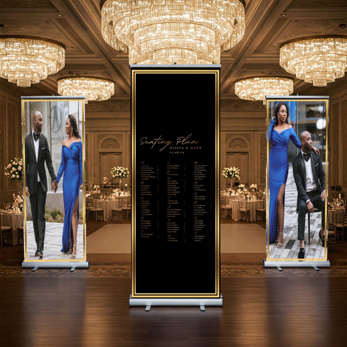 Three Customizable Photos & Wedding Seating Chart Retractable Banner, Event Photo Banners, Seating chart, Retractable Banner, Free Shipping.