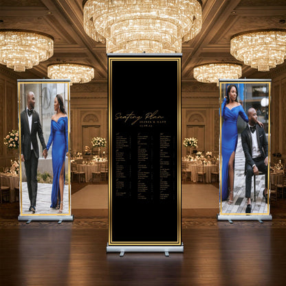 Three Customizable Photos & Wedding Seating Chart Retractable Banner, Event Photo Banners, Seating chart, Retractable Banner, Free Shipping.