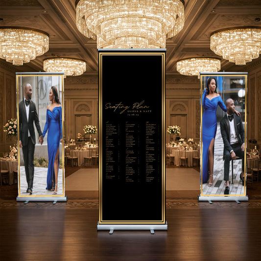 Three Customizable Photos & Wedding Seating Chart Retractable Banner, Event Photo Banners, Seating chart, Retractable Banner, Free Shipping.