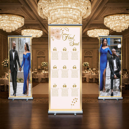Three Customizable Photos & Wedding Seating Chart Retractable Banner, Event Photo Banners, Seating chart, Retractable Banner, Free Shipping.