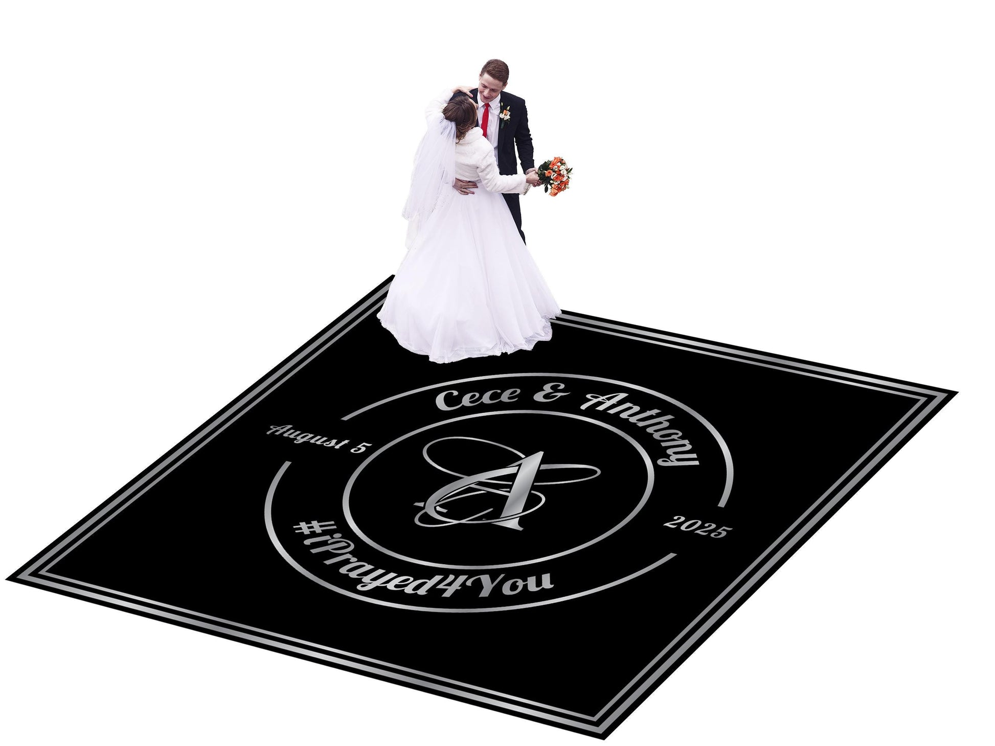 Custom Wedding Decal Dance Floor Wrap Gloss Removable Vinyl. Monogram Print and Vinyl to cover the entire dancefloor. Wedding logo design
