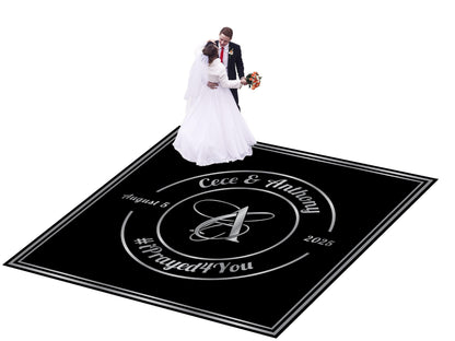 Custom Wedding Decal Dance Floor Wrap Gloss Removable Vinyl. Monogram Print and Vinyl to cover the entire dancefloor. Wedding logo design