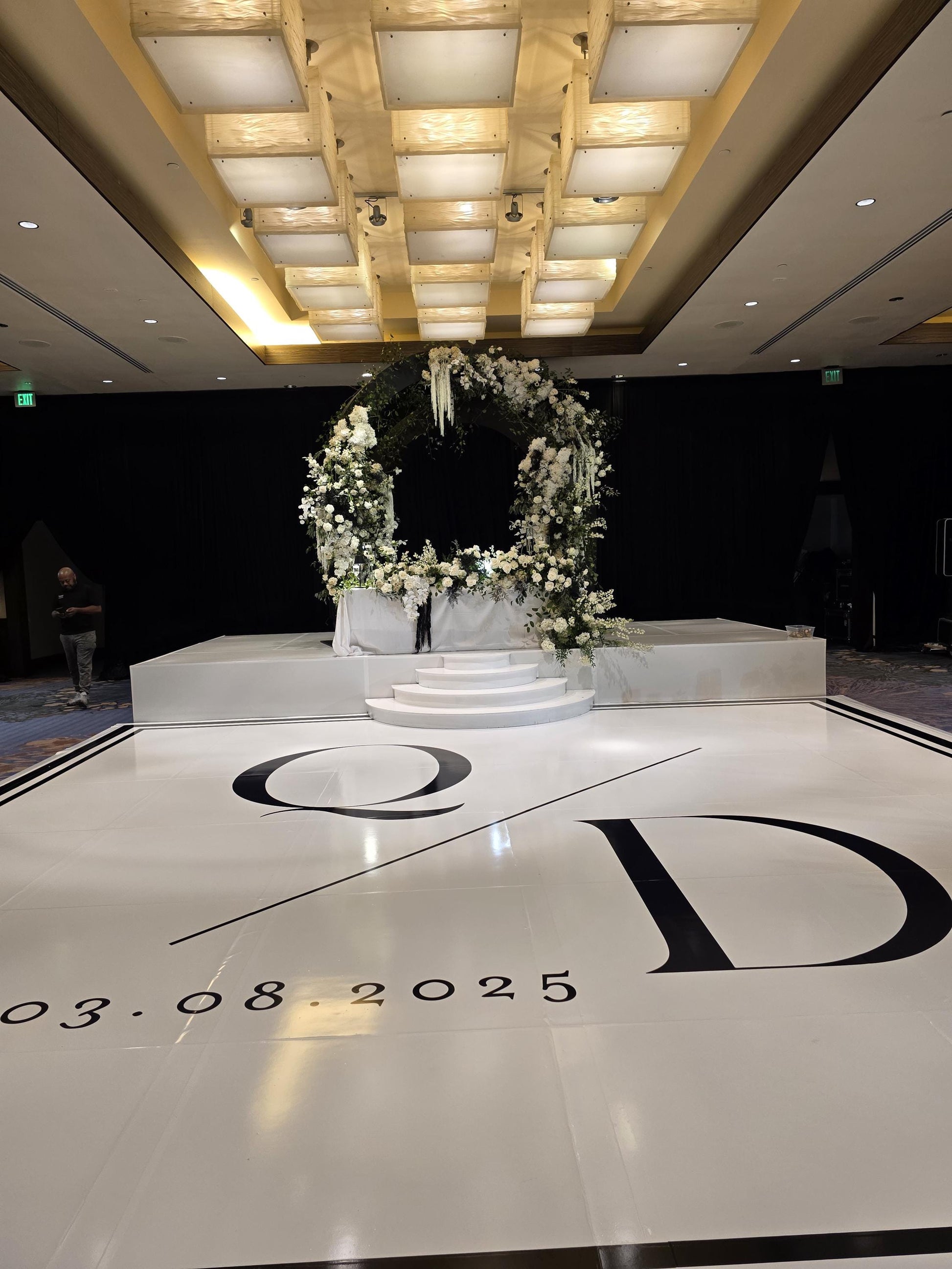 Custom Wedding Decal Dance Floor Wrap Gloss Removable Vinyl. Monogram Print and Vinyl to cover the entire dancefloor. Wedding logo design