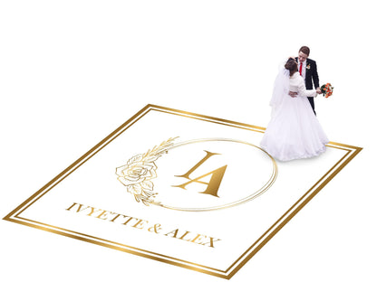 Custom Wedding Decal Dance Floor Wrap. Gloss Removable Vinyl. Monogram Print and Vinyl to cover your entire dancefloor. Wedding logo design.