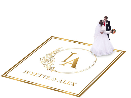 Custom Wedding Decal Dance Floor Wrap. Gloss Removable Vinyl. Monogram Print and Vinyl to cover your entire dancefloor. Wedding logo design.