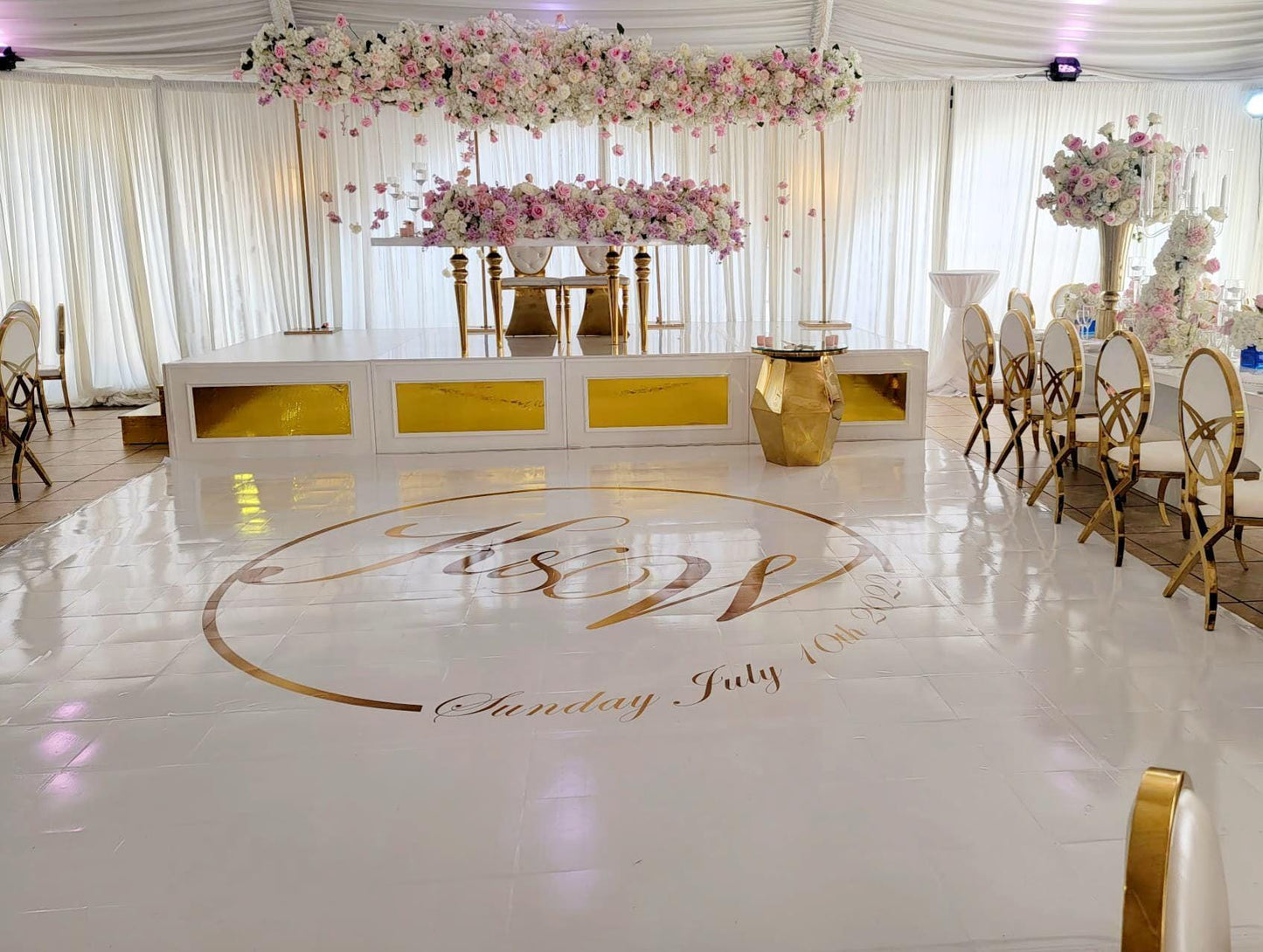Custom Wedding Decal Dance Floor Wrap Gloss Removable Vinyl. Monogram Print and Vinyl to cover the entire dancefloor. Wedding logo design