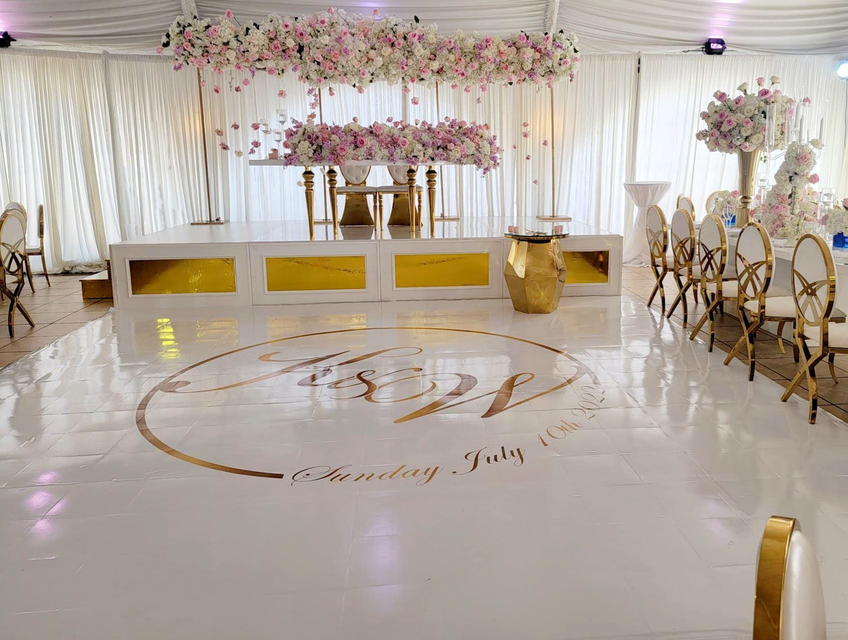 Custom Wedding Decal Dance Floor Wrap Gloss Removable Vinyl. Monogram Print and Vinyl to cover the entire dancefloor. Wedding logo design