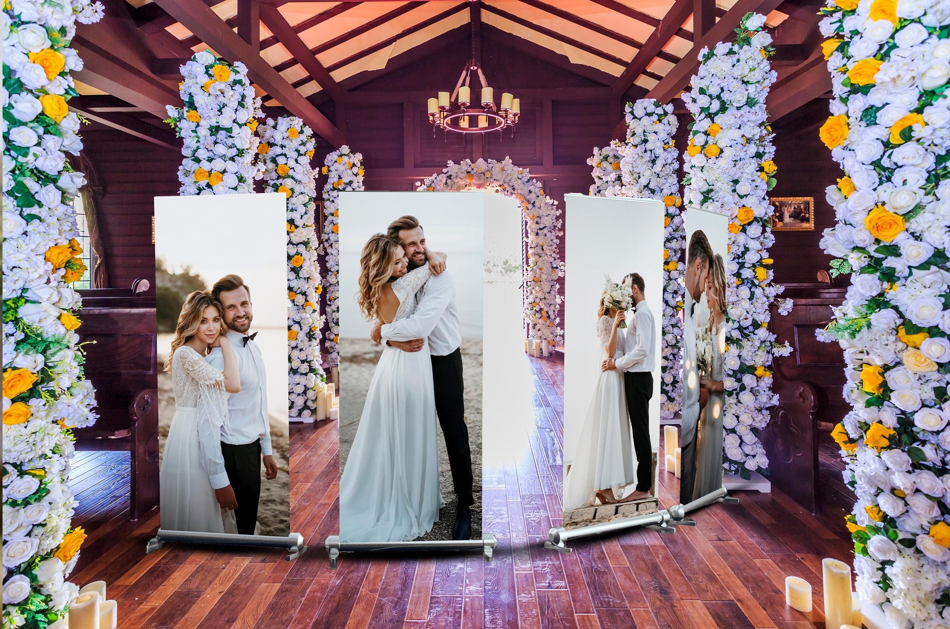 Four Customizable Retractable Banner, Event Photos Banner, Wedding Monogram, Decal, Roll Up, Roll Up Banner Stand, Event banner. Ships Free