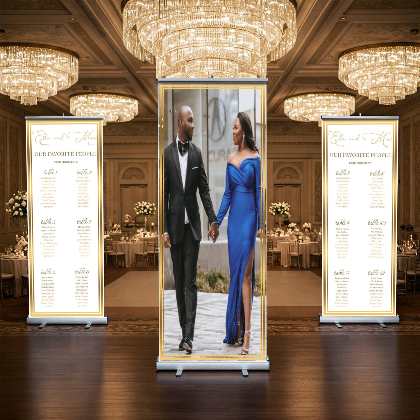 Customizable Photo & 2 Wedding Seating Chart Retractable Banner, Event Photo Roll up, Seating chart, Retractable Banner, Roll Up, Ships Free