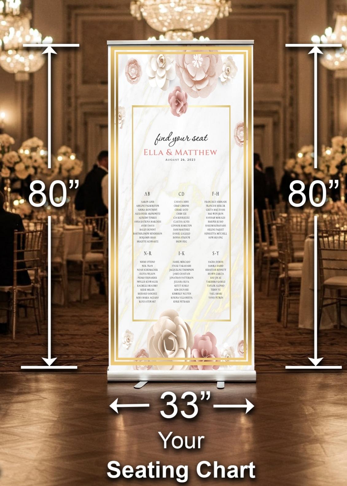Two Customizable Photos & One Wedding Seating Chart Retractable Banner, Event Photo Banners, Seating chart, Roll Up Banner, Free Shipping