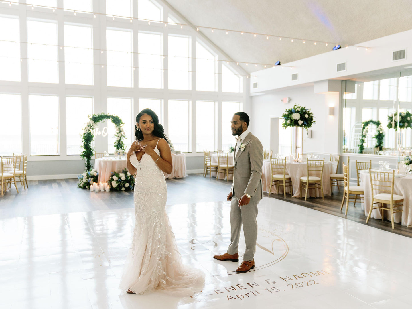 Custom Wedding Decal Dance Floor Wrap Gloss Removable Vinyl. Monogram Print and Vinyl to cover the entire dancefloor. Wedding logo design