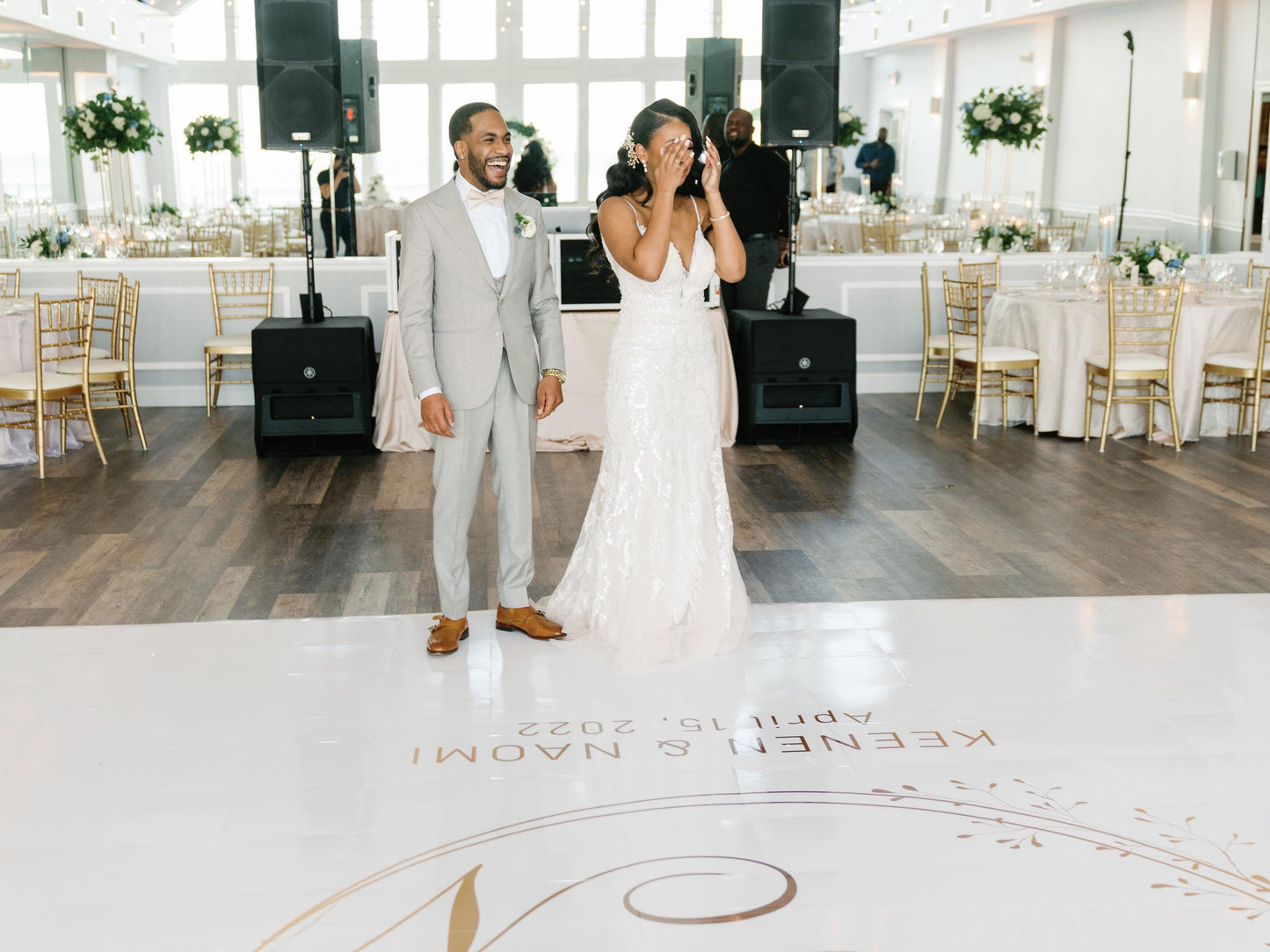 Custom Wedding Decal Dance Floor Wrap Gloss Removable Vinyl. Monogram Print and Vinyl to cover the entire dancefloor. Wedding logo design