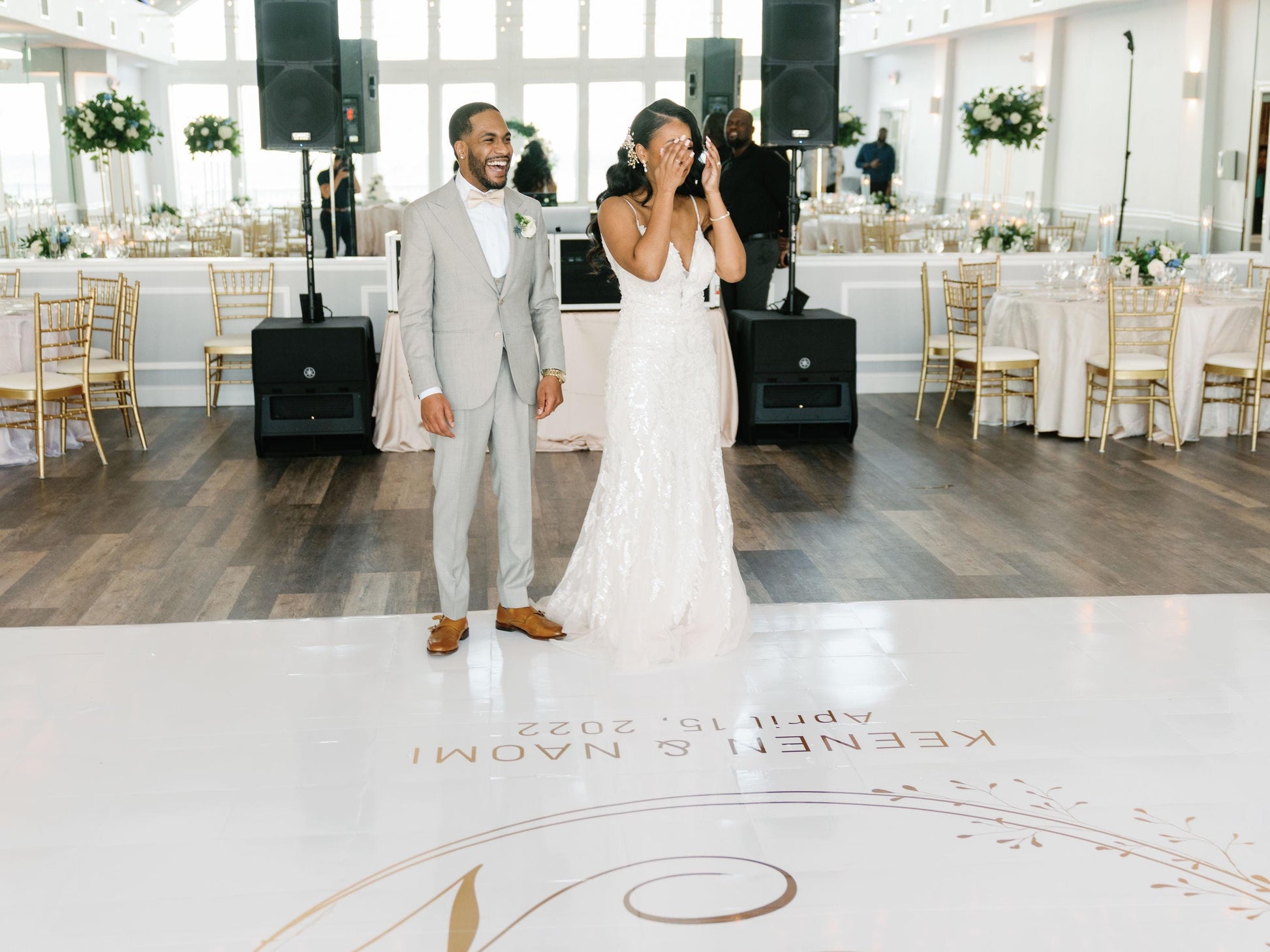 Custom Wedding Decal Dance Floor Wrap Gloss Removable Vinyl. Monogram Print and Vinyl to cover the entire dancefloor. Wedding logo design