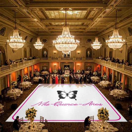 Customizable Quinceañera Decal Dance Floor Wrap. Removable Vinyl. Vinyl covers entire dancefloor. Cubierta de piso de quinceañera. Free Ship