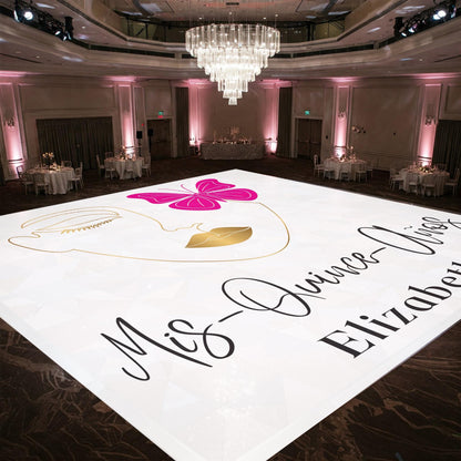 Customizable Quinceañera Decal Dance Floor Wrap. Removable Vinyl. Vinyl covers entire dancefloor. Mis Quince Años Floor Wrap. Free Ship