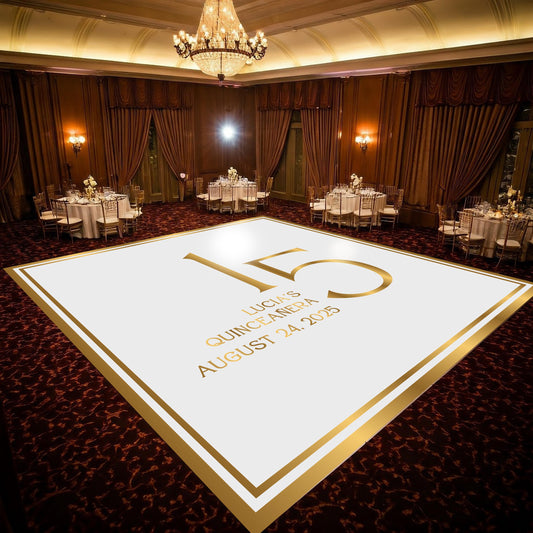 Customizable Quinceañera Decal Dance Floor Wrap. Removable Vinyl. Vinyl covers entire dancefloor. Mis Quince Años Floor Wrap. Free Ship
