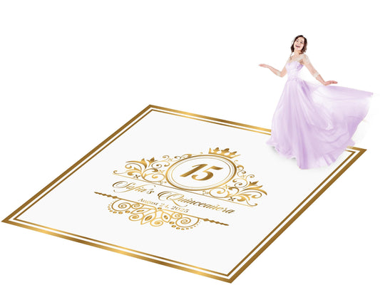 Customizable Quinceañera Decal Dance Floor Wrap. Removable Vinyl. Vinyl covers entire dancefloor. Mis Quince Años Floor Wrap. Free Ship