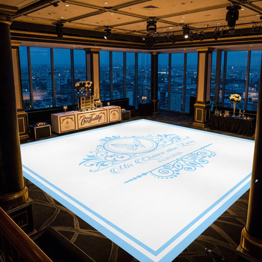 Customizable Quinceañera Decal Dance Floor Wrap. Removable Vinyl. Vinyl covers entire dancefloor. Mis Quince Años Floor Wrap. Free Ship