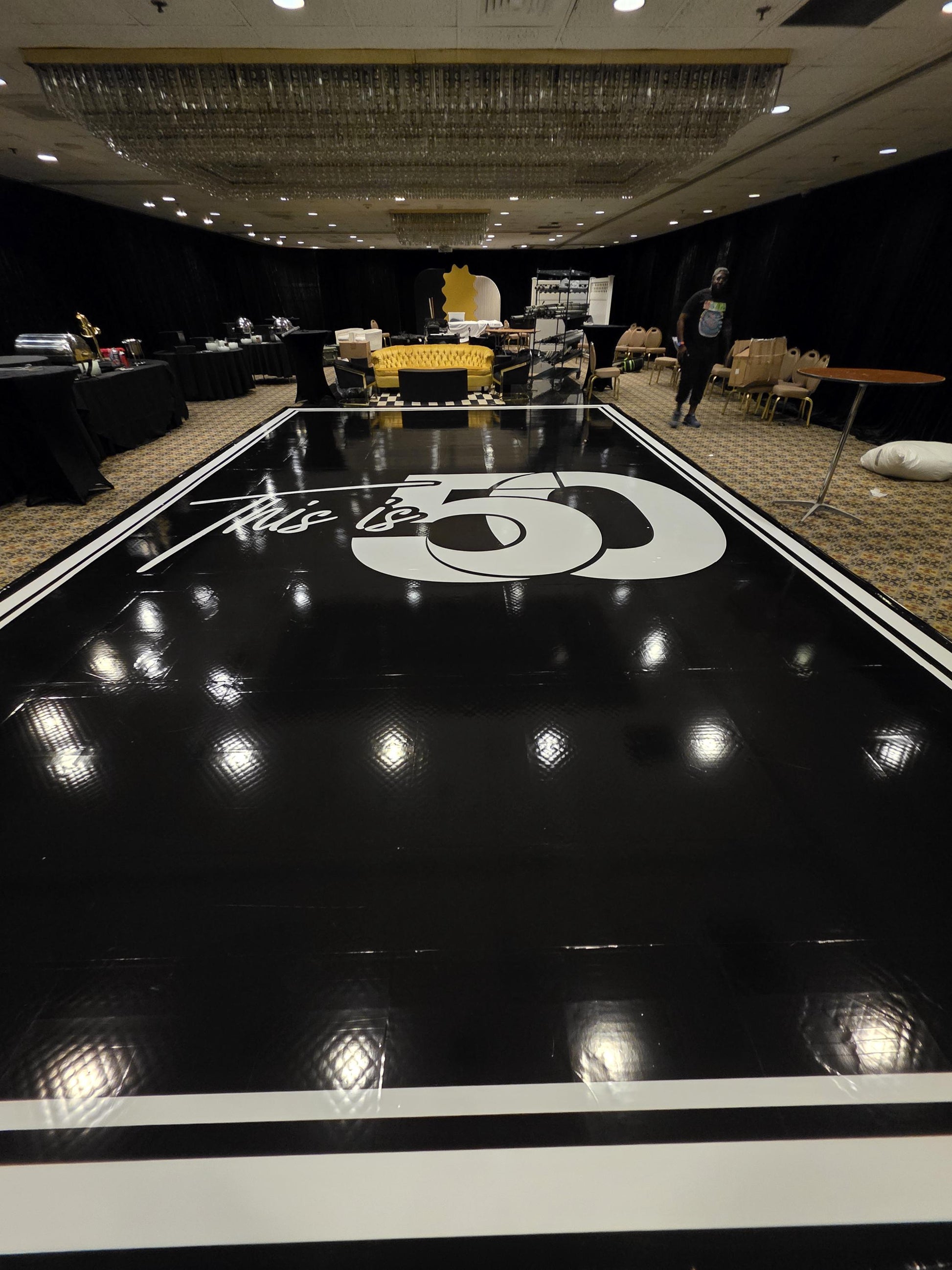 Customizable Birthday Decal Dance Floor Wrap. Removable Vinyl. Covers entire dancefloor. Birthday Gloss/Matte Floor Wrap. Free Shipping