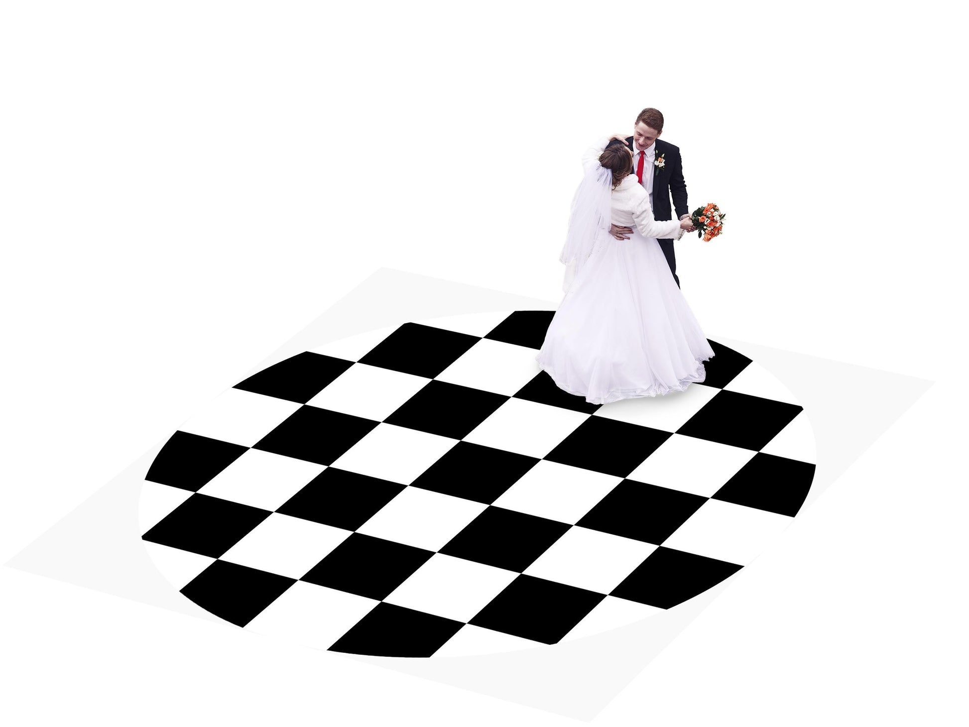 Circular Black and White Checkerboard Decal Dance Floor Wrap| Removable Vinyl. Checkerboard design. Gloss and Matte. Fast and Free shipping