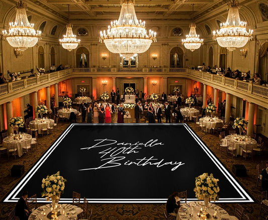 Customizable Birthday Decal Dance Floor Wrap. Removable Vinyl. Covers entire dancefloor. Birthday Gloss/Matte Floor Wrap. Free Shipping