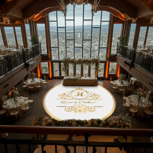 Circular Custom Wedding Decal Dance Floor Wrap. Gloss/Matte Removable Vinyl. Wedding Floor designs that cover the dancefloor. Free Shipping!