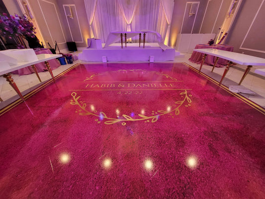 Custom Wedding Decal Dance Floor Wrap Gloss Removable Vinyl. Monogram Print and Vinyl to cover the entire dancefloor. Wedding logo design