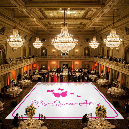 Customizable Quinceañera Decal Dance Floor Wrap. Removable Vinyl. Vinyl covers entire dancefloor. Mis Quince Años Floor Wrap. Free Ship