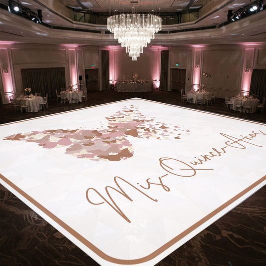 Customizable Quinceañera Decal Dance Floor Wrap. Removable Vinyl. Vinyl covers entire dancefloor. Mis Quince Años Floor Wrap. Free Ship