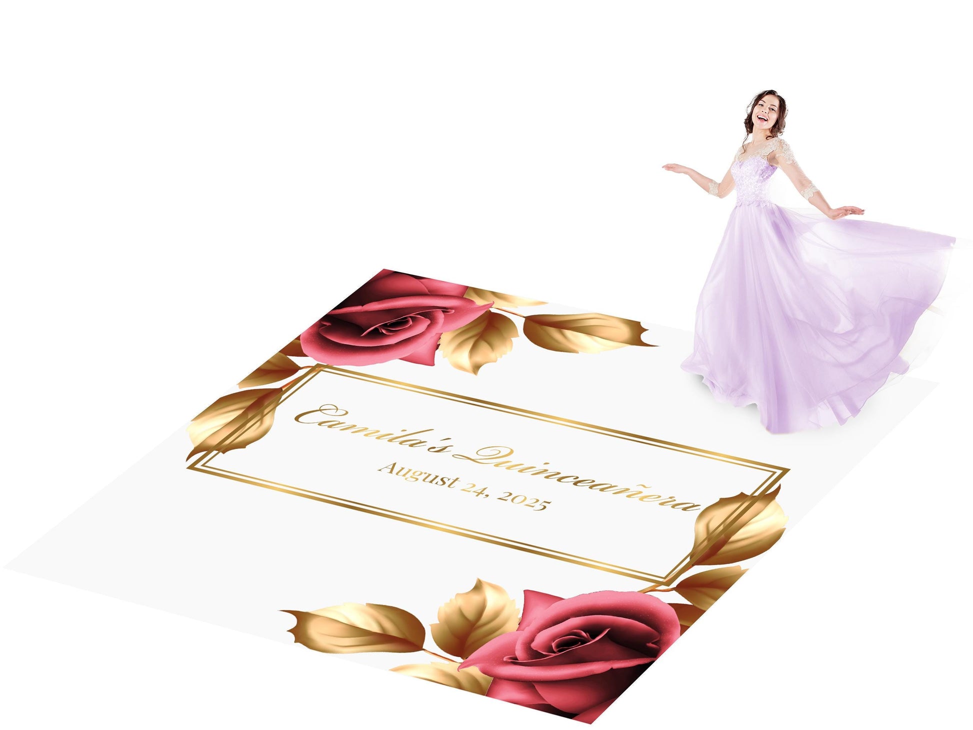Customizable Quinceañera Decal Dance Floor Wrap. Removable Vinyl. Vinyl covers entire dancefloor. Mis Quince Años Floor Wrap. Free Ship