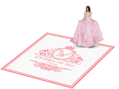 Customizable Quinceañera Decal Dance Floor Wrap. Removable Vinyl. Vinyl covers entire dancefloor. Mis Quince Años Floor Wrap. Free Ship
