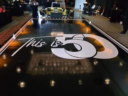 Customizable Birthday Decal Dance Floor Wrap. Removable Vinyl. Covers entire dancefloor. Birthday Gloss/Matte Floor Wrap. Free Shipping