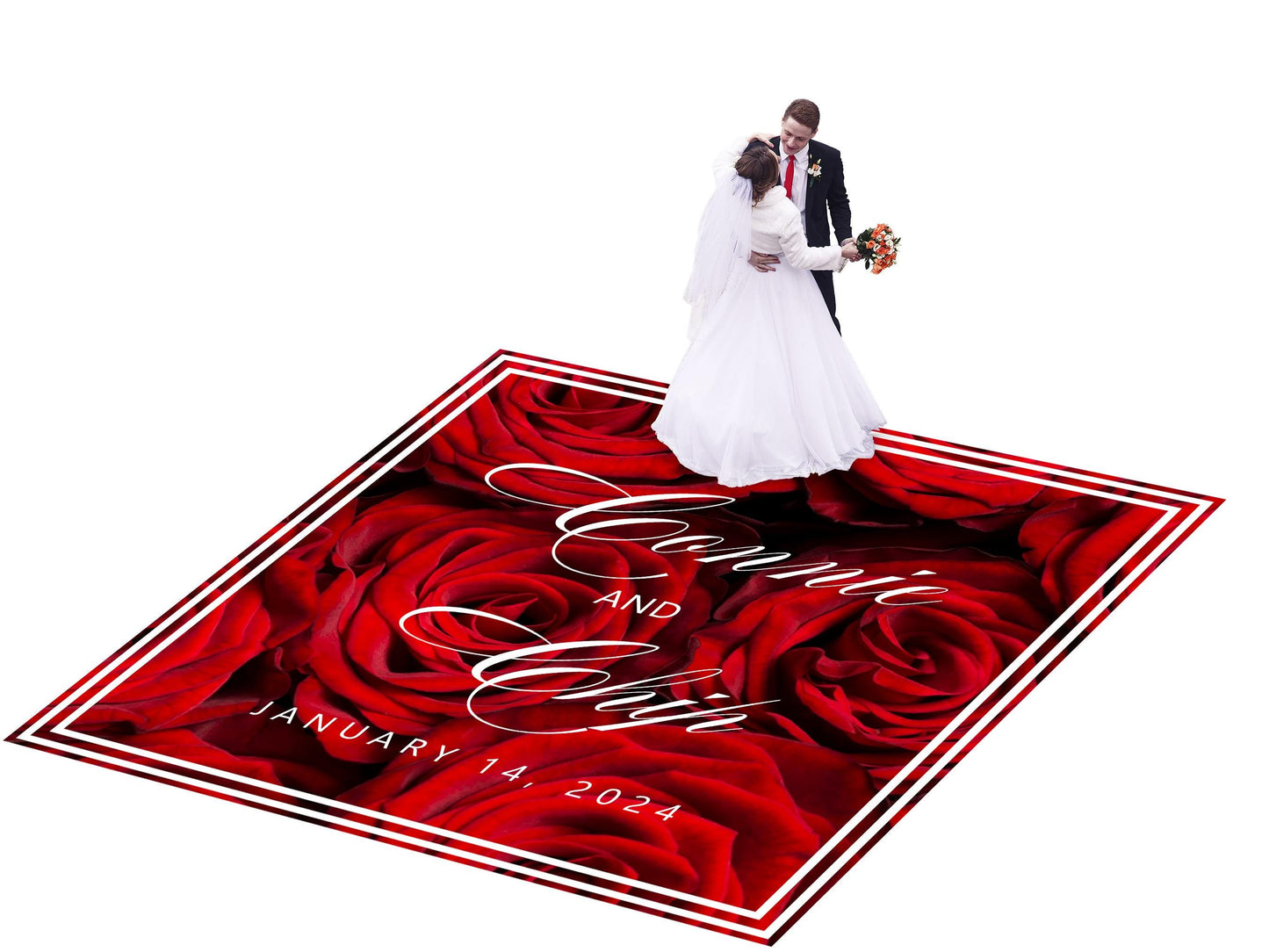 Custom Wedding Decal Dance Floor Wrap Gloss Removable Vinyl. Monogram Print and Vinyl to cover the entire dancefloor. Wedding logo design